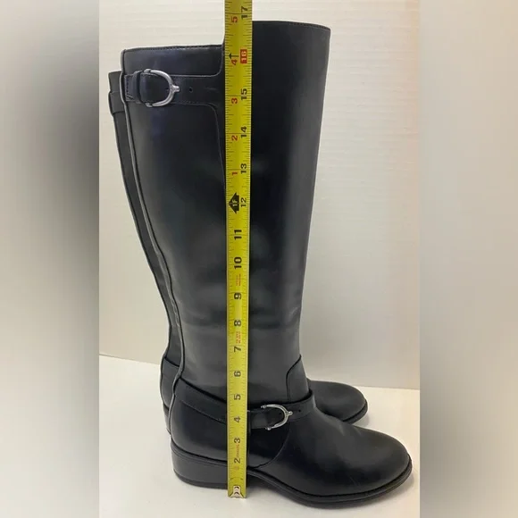 Ralph Lauren Riding Boot Margarite Women's Sz 8 B Black Leather Zip Knee High - Picture 9 of 15
